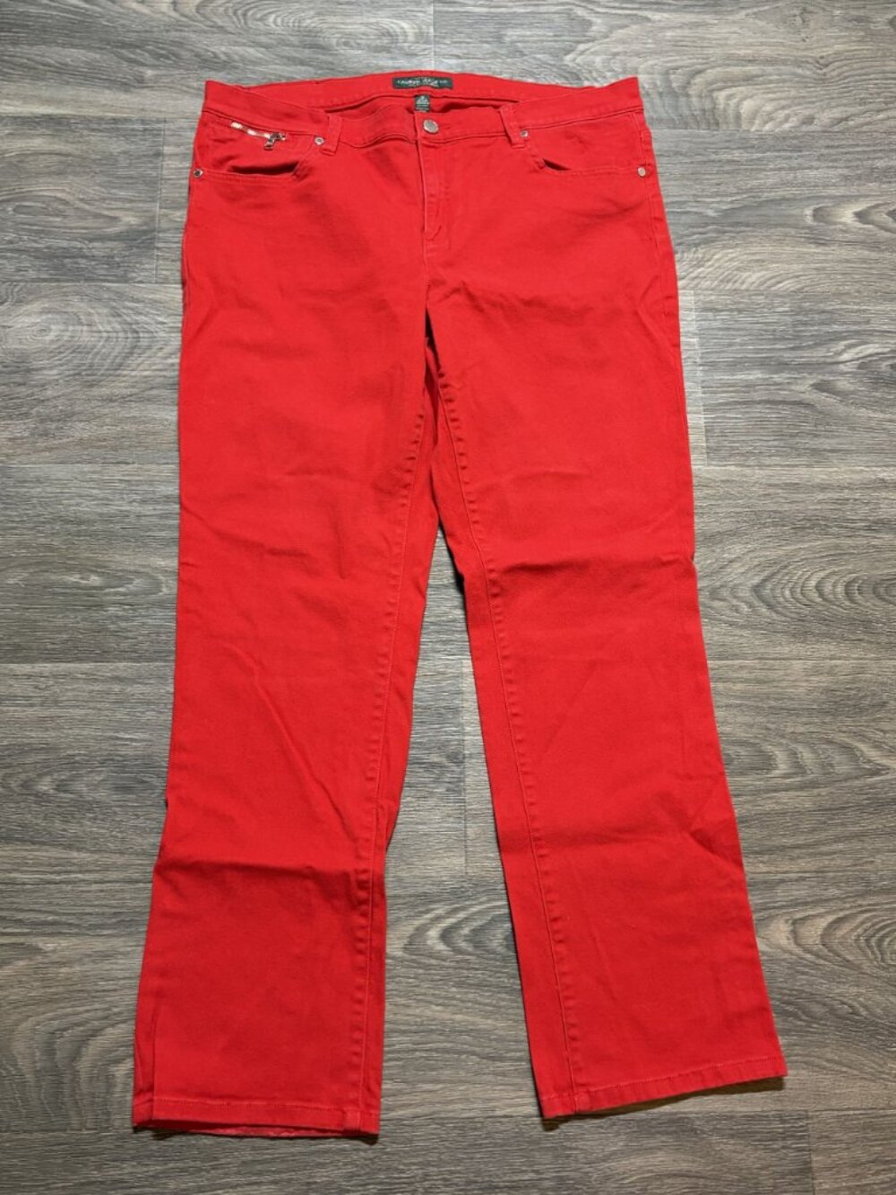 Lauren Jeans Co Ralph Lauren Red Jeans Pants 16 Stretch Straight Leg Preppy